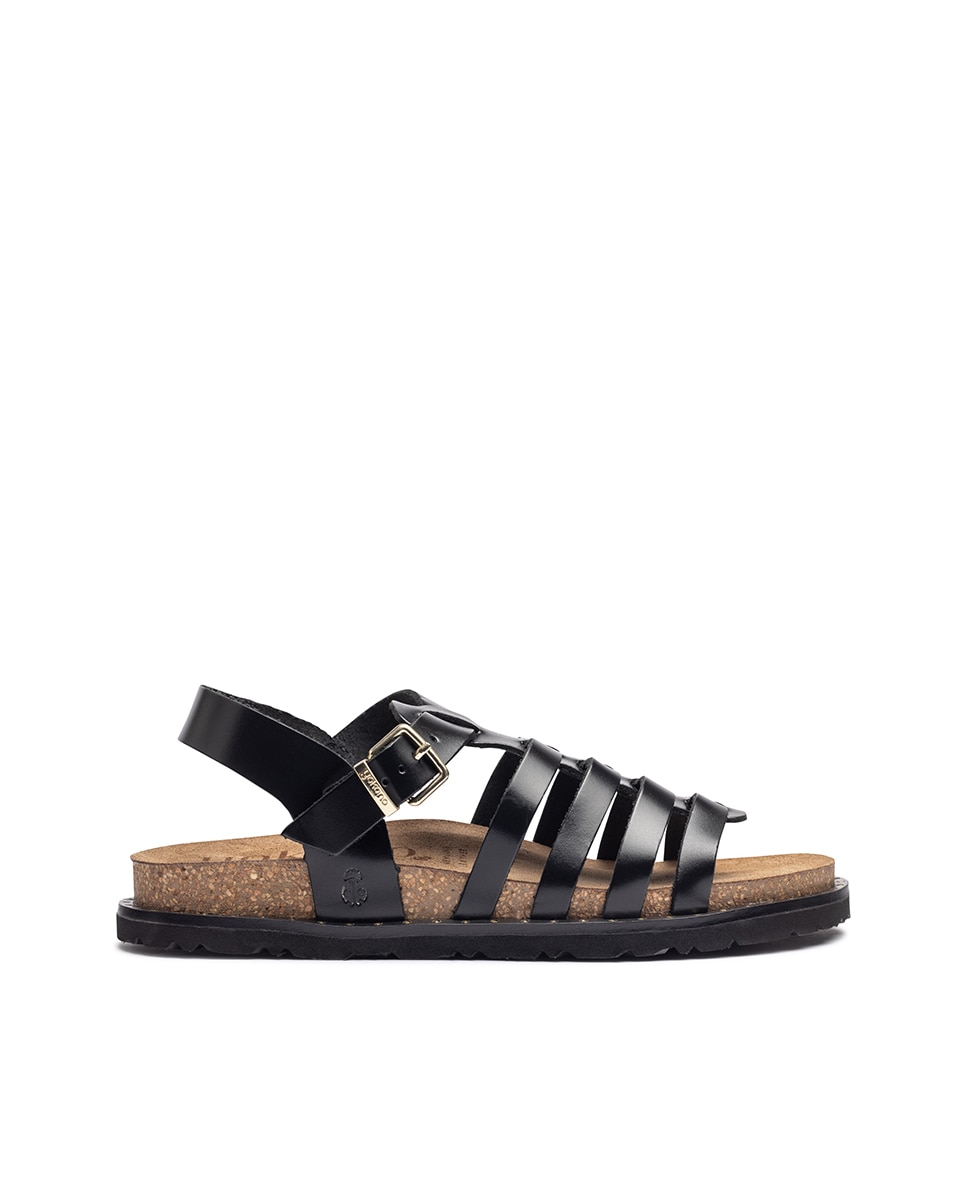 Sandalias planas de mujer de piel - Yokono - Negro Negro-1