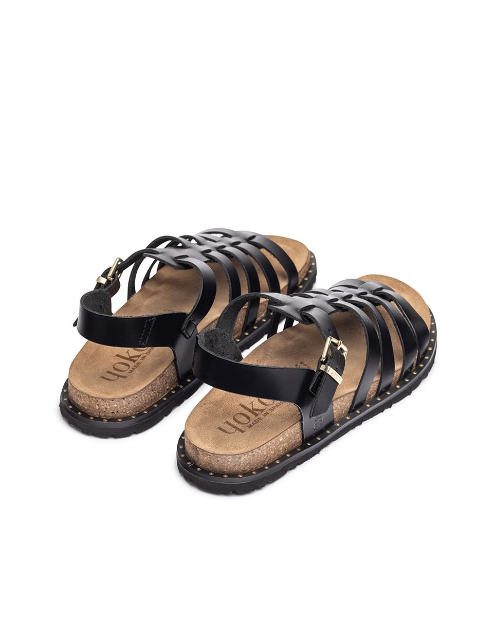 Sandalias planas de mujer de piel - Yokono - Negro Negro-4