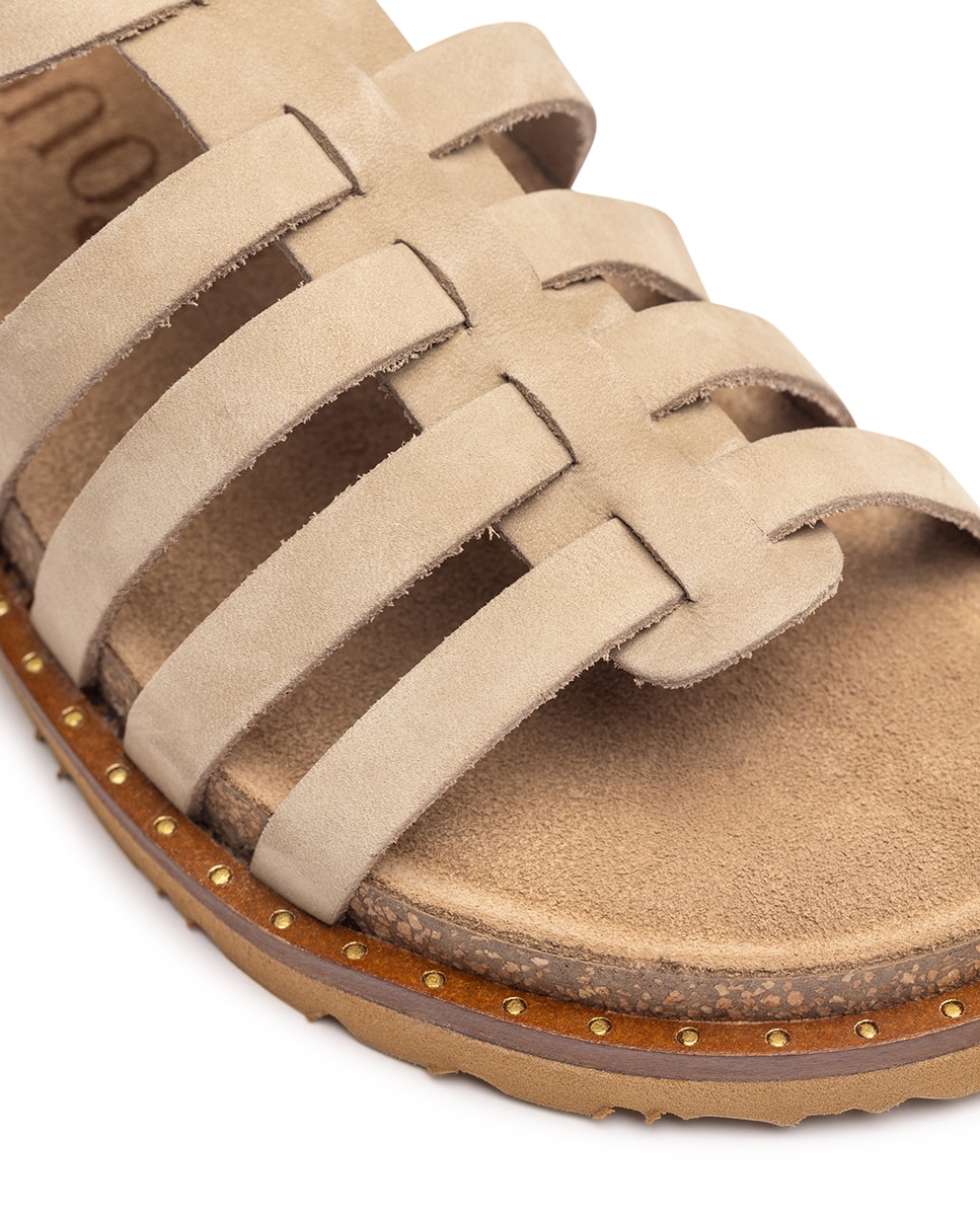 Imagen 2 de Sandalias planas de mujer de piel - Yokono - Beige Beige