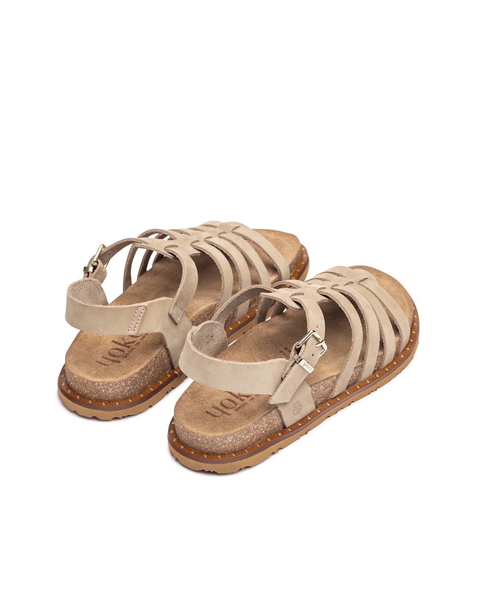 Imagen 6 de Sandalias planas de mujer de piel - Yokono - Beige Beige