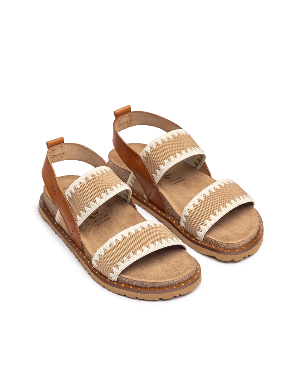 Sandalias planas de mujer de piel - Yokono - Marrón / Blanco roto Marrón / Blanco roto-2