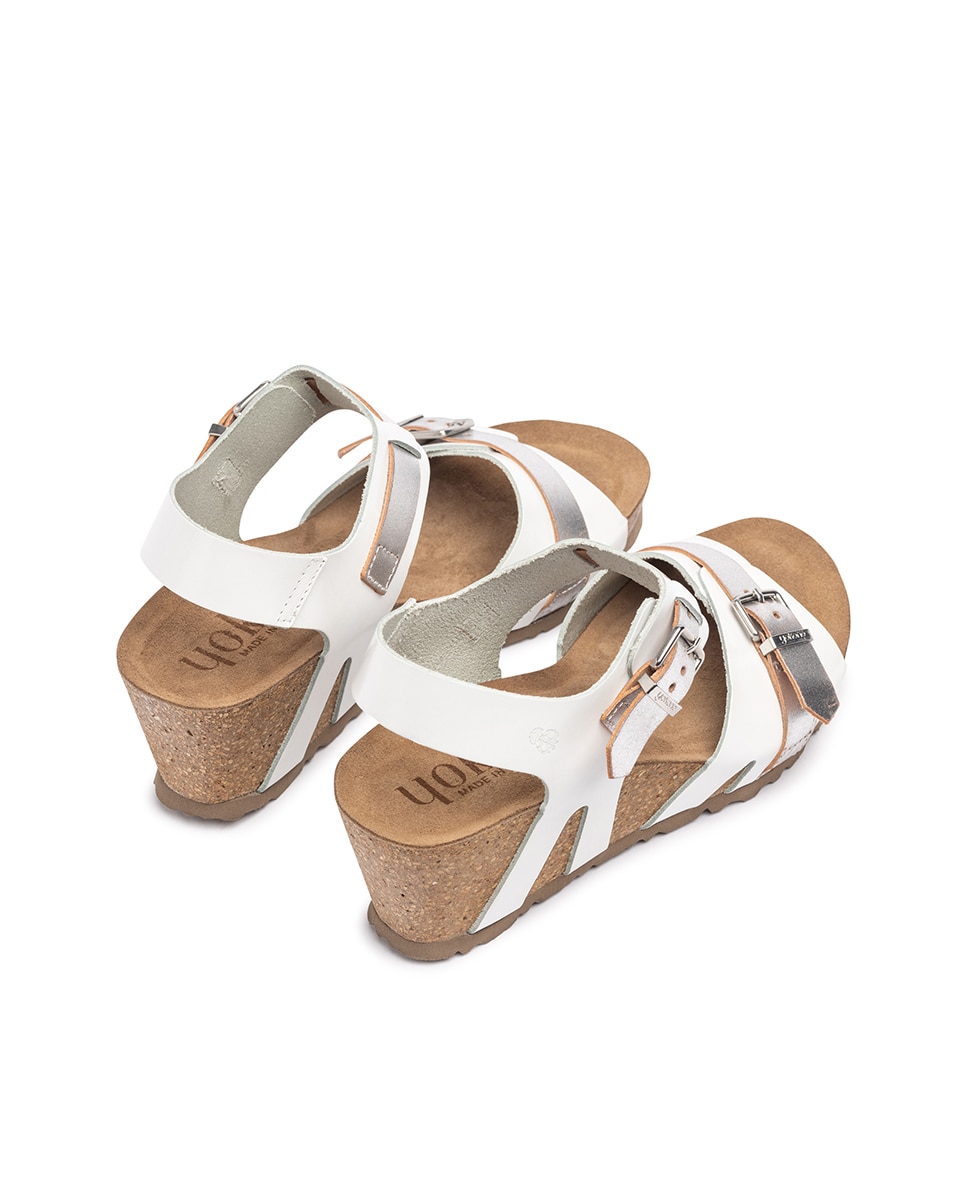 Sandalias de cuña de mujer de piel - Yokono - Blanco Blanco-3