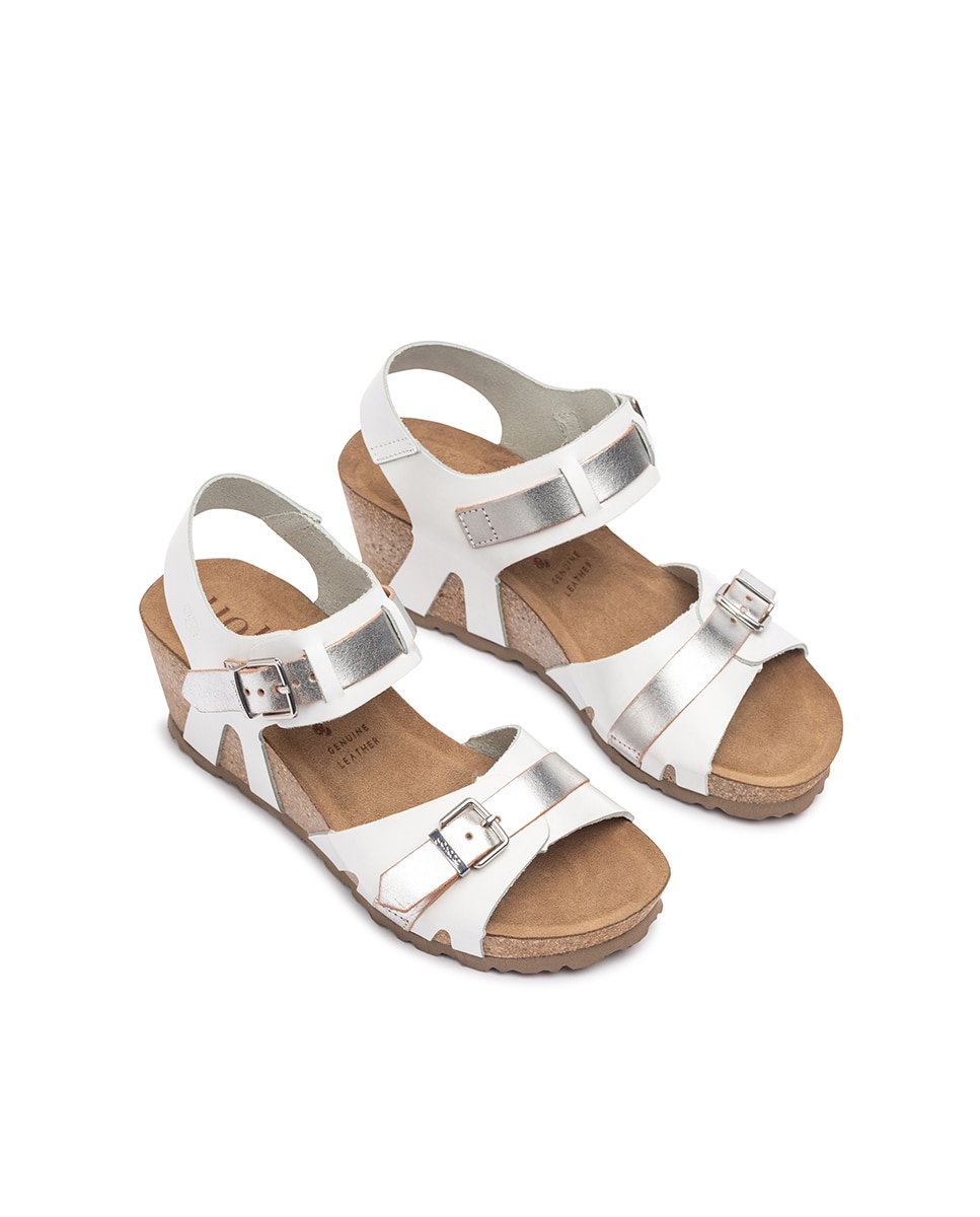 Sandalias de cuña de mujer de piel - Yokono - Blanco Blanco-4