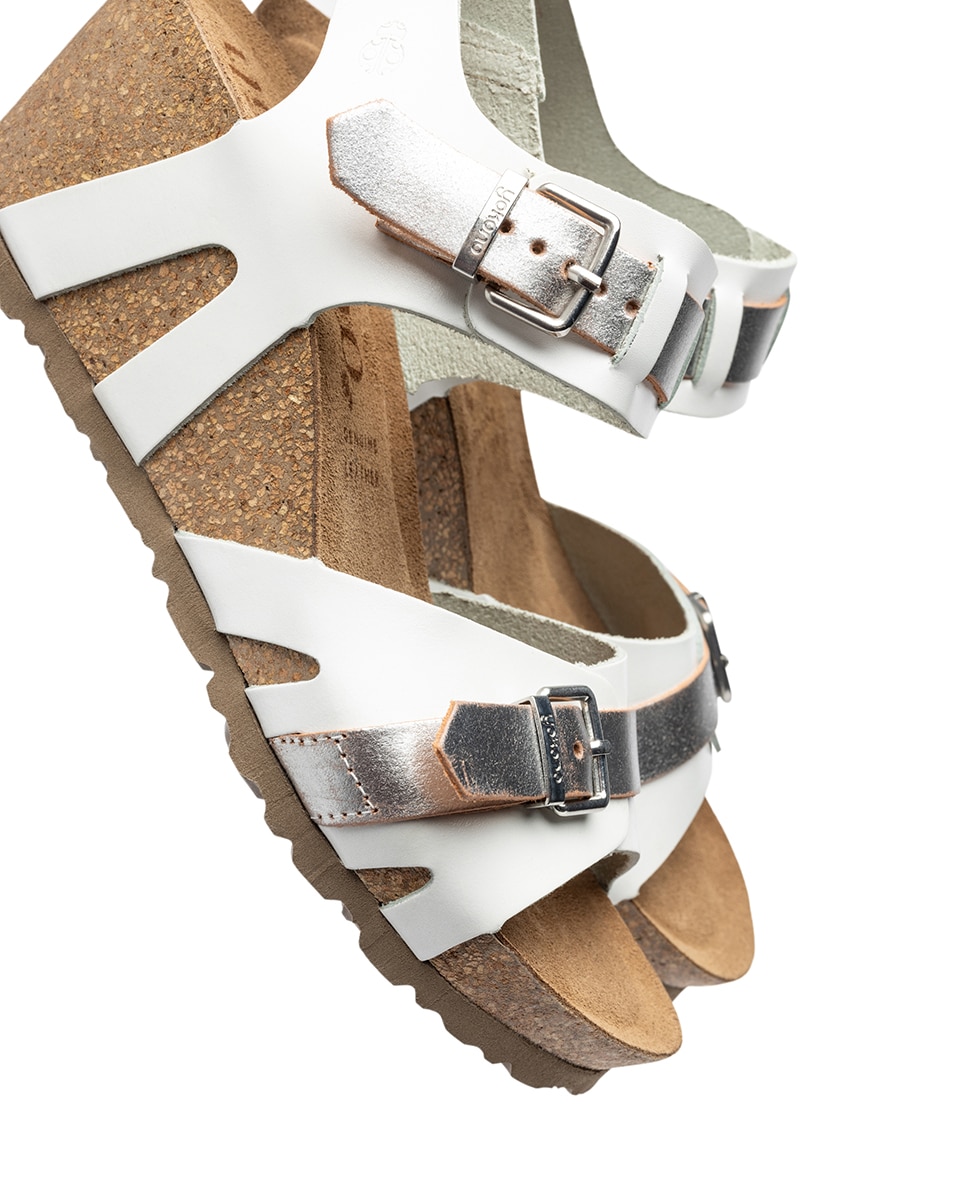 Sandalias de cuña de mujer de piel - Yokono - Blanco Blanco-6