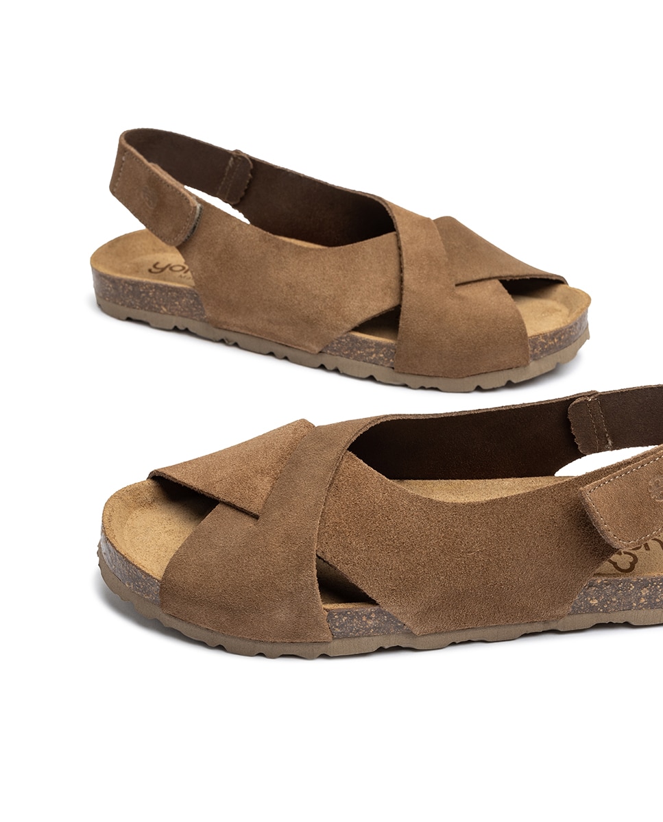 Sandalias planas de mujer de piel - Yokono - Marrón claro Marrón claro-6