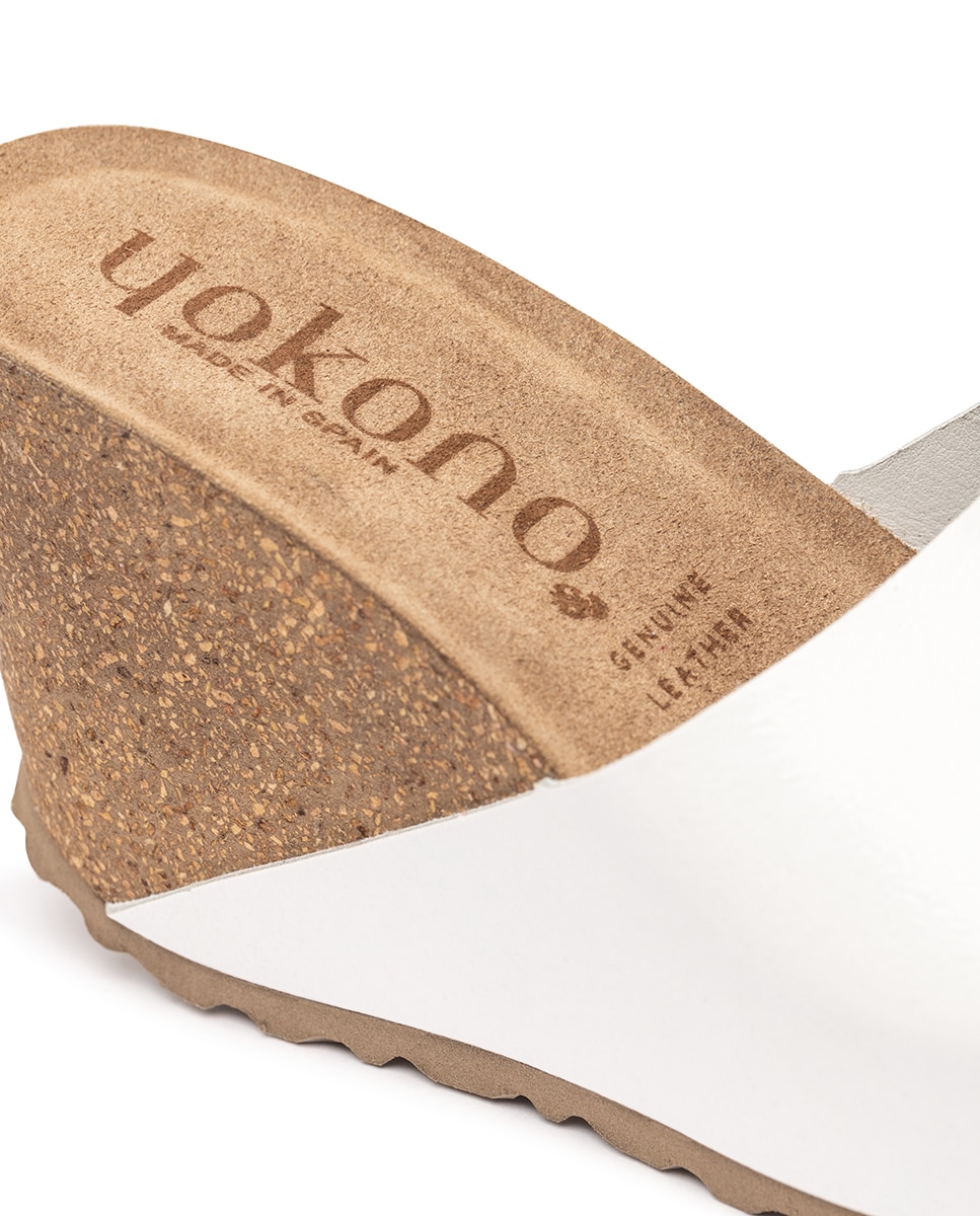 Sandalias de cuña de mujer de piel - Yokono - Blanco Blanco-2