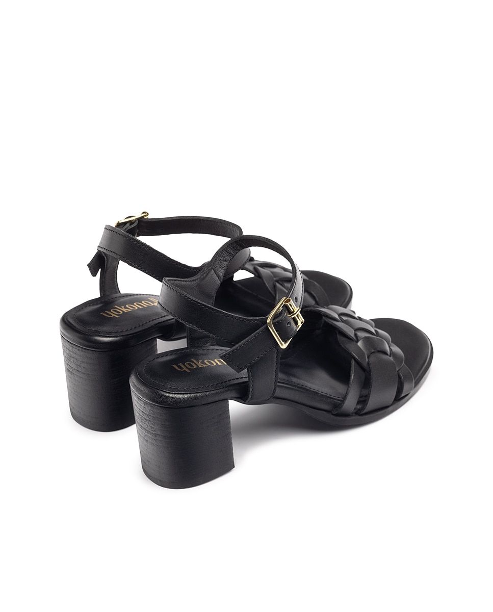 Sandalias de tacón de mujer de piel - Yokono - Negro Negro-4