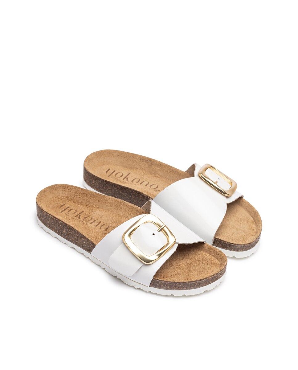 Sandalias planas de mujer de piel - Yokono - Blanco Blanco-3