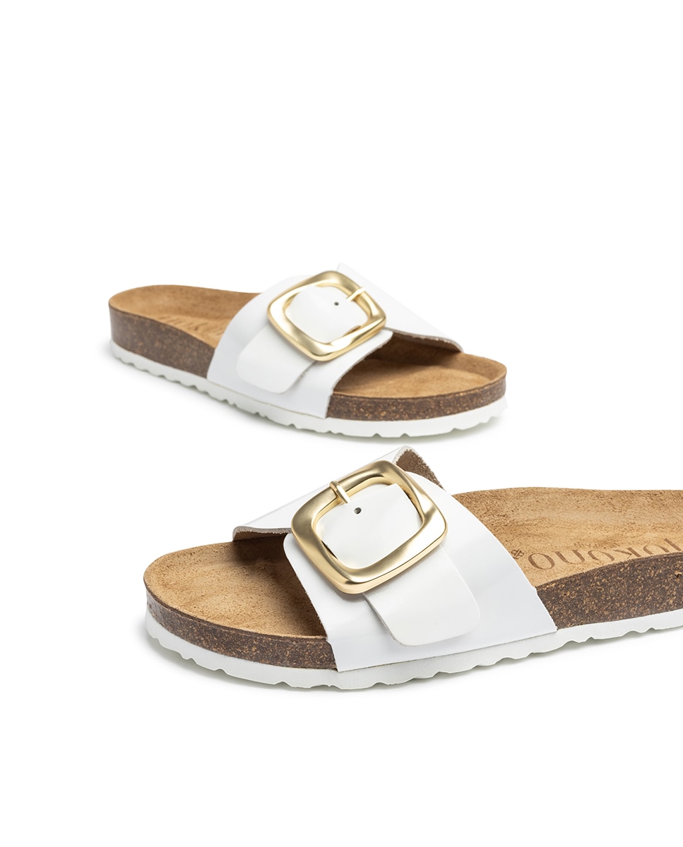 Sandalias planas de mujer de piel - Yokono - Blanco Blanco-6