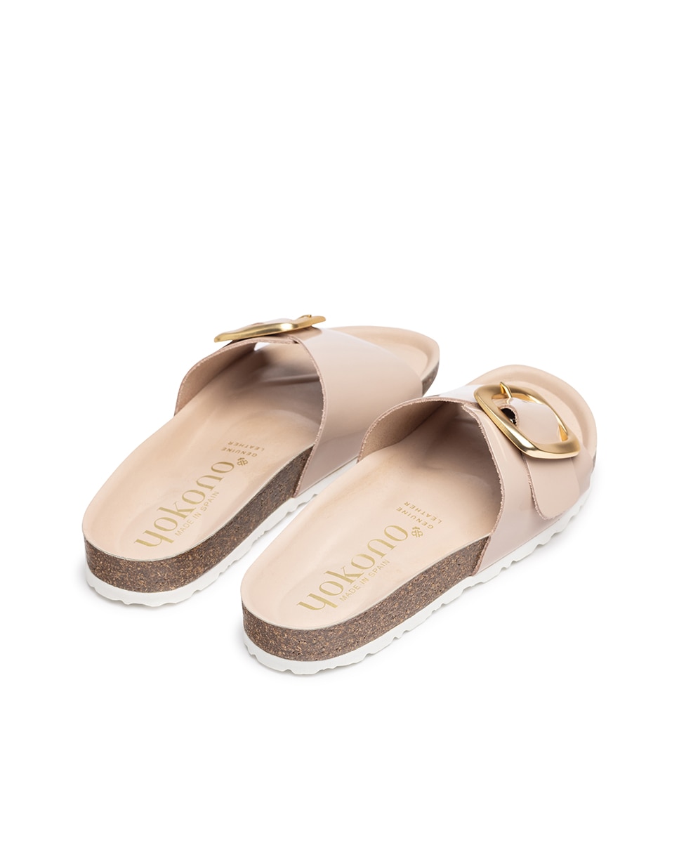 Sandalias planas de mujer de piel - Yokono - Beige Beige-6