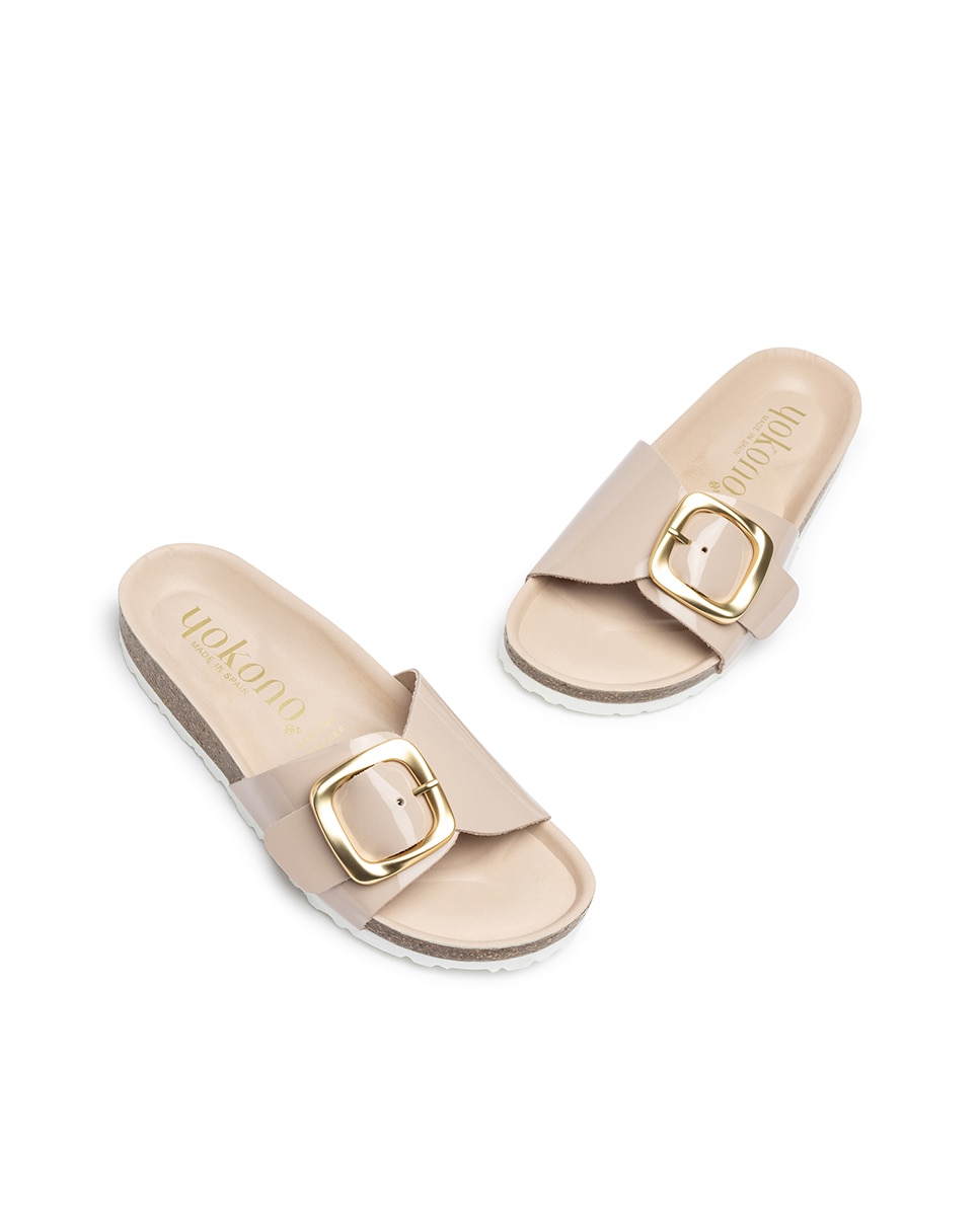 Sandalias planas de mujer de piel - Yokono - Beige Beige-2