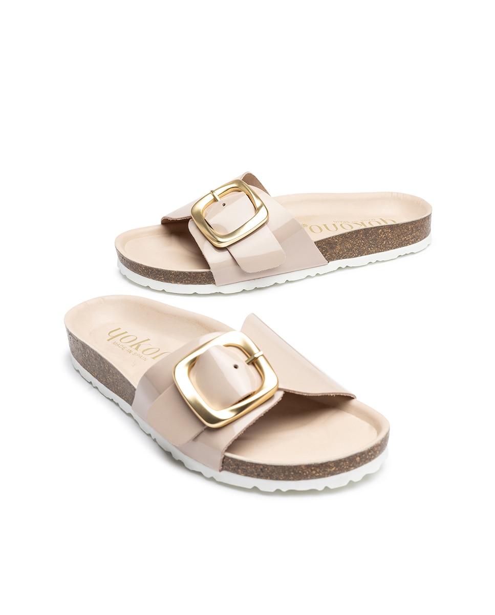 Sandalias planas de mujer de piel - Yokono - Beige Beige-3