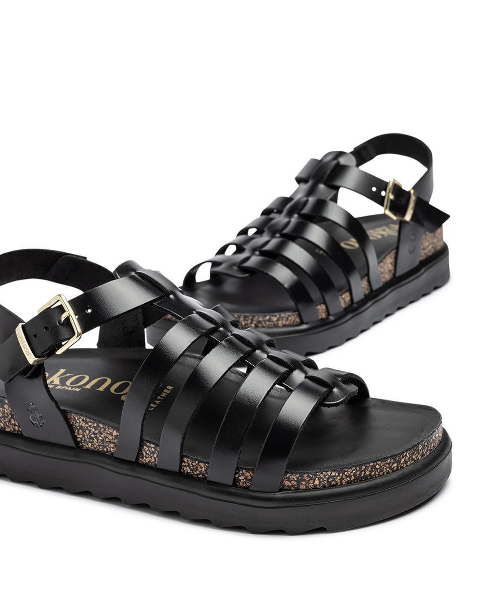 Sandalias de plataforma de mujer de piel - Yokono - Negro Negro-6