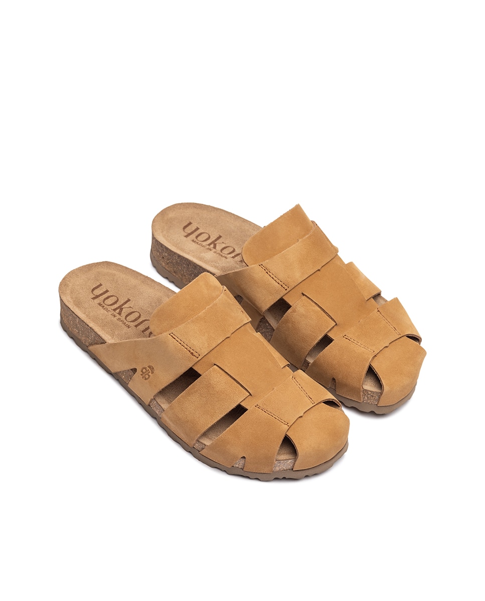 Sandalias planas de mujer de piel - Yokono - Marrón claro Marrón claro-2