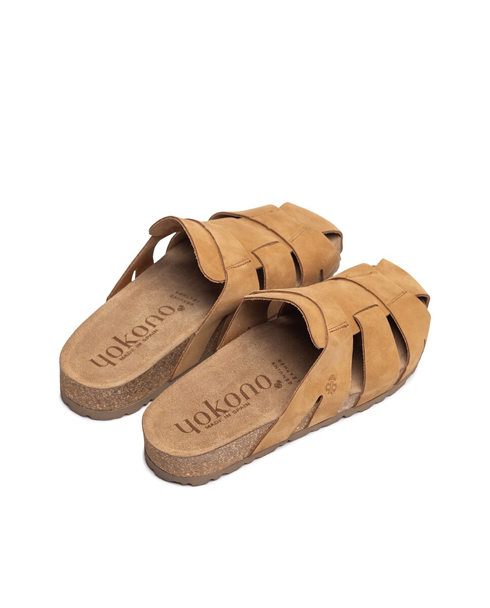 Sandalias planas de mujer de piel - Yokono - Marrón claro Marrón claro-4