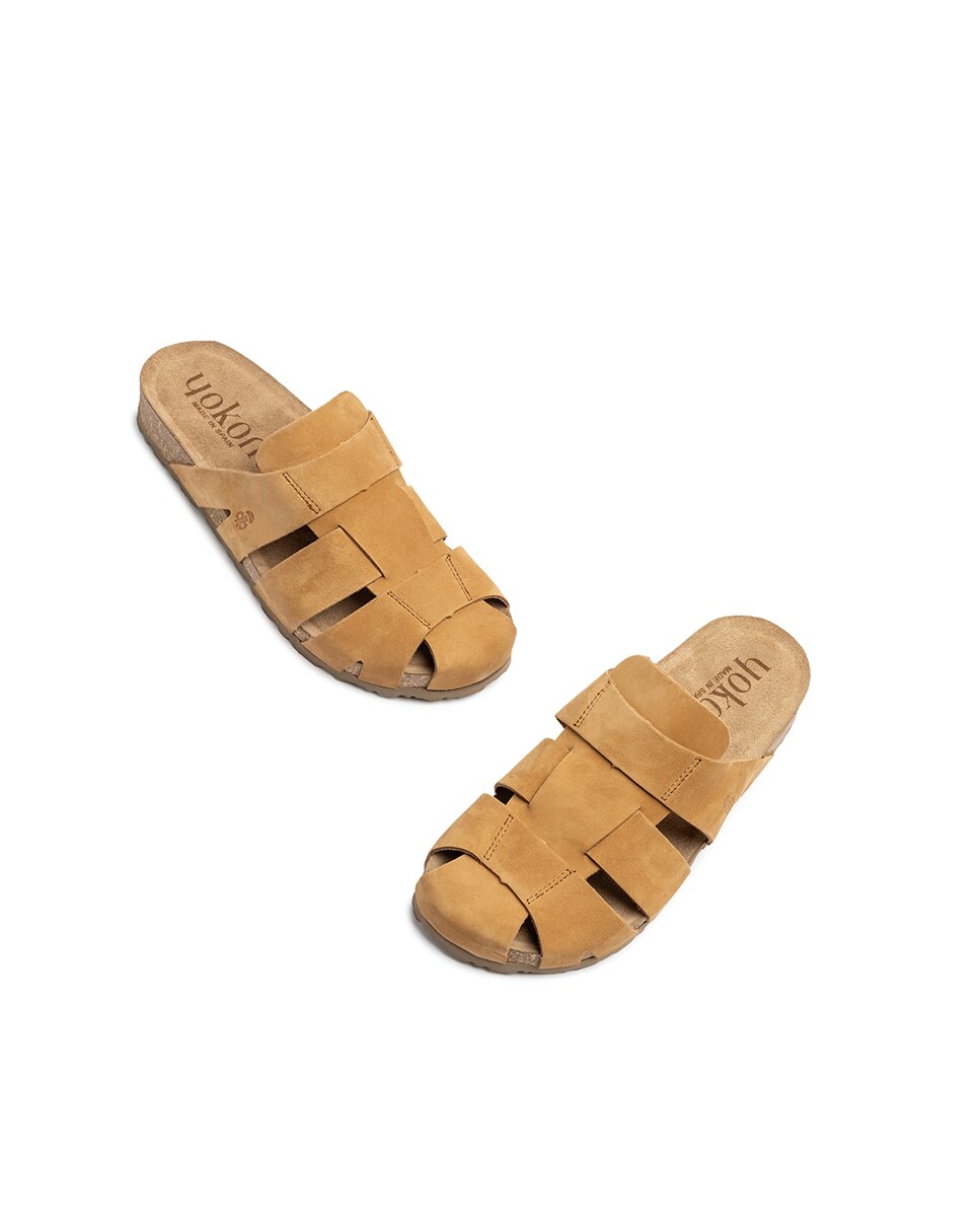 Sandalias planas de mujer de piel - Yokono - Marrón claro Marrón claro-5