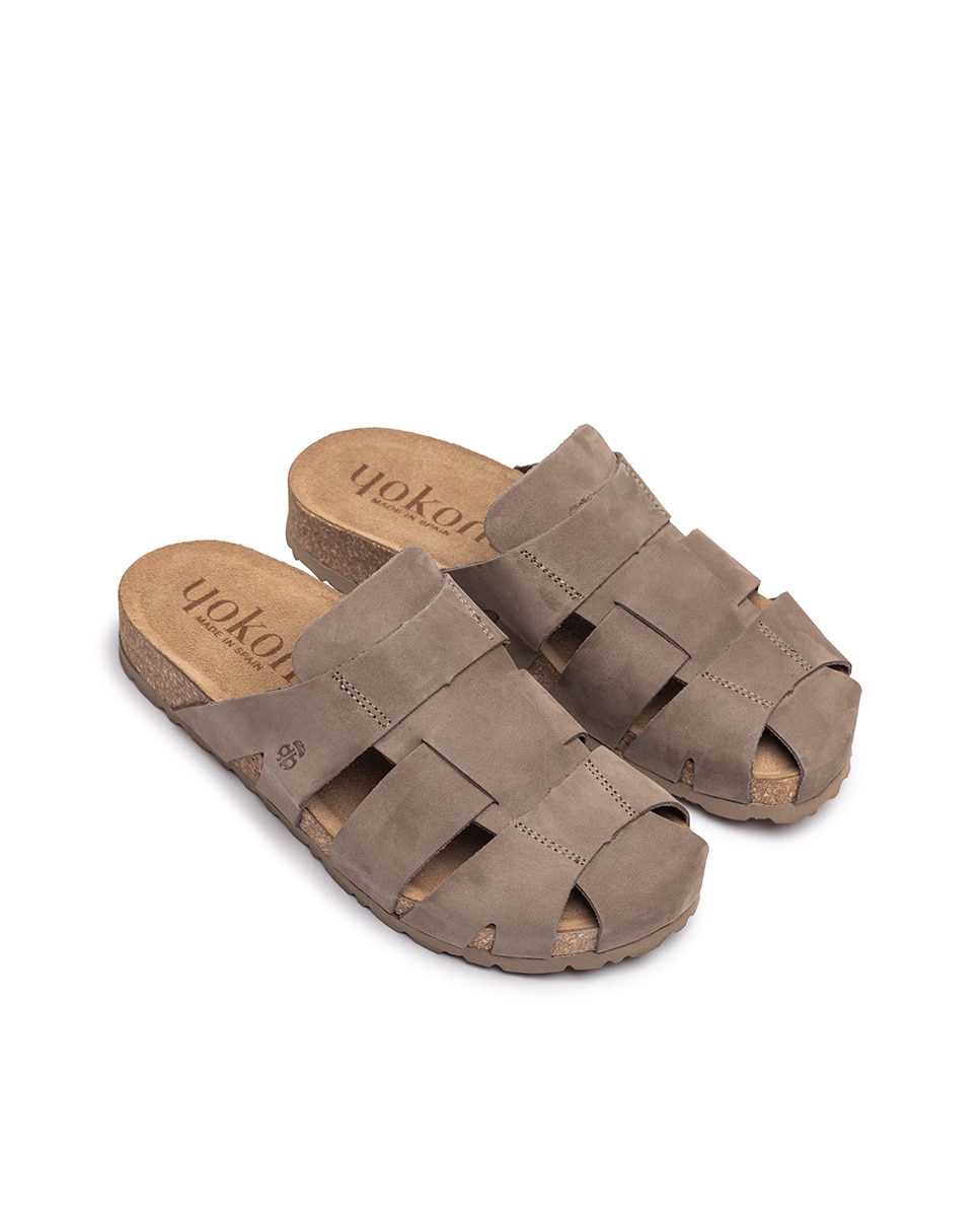 Sandalias planas de mujer de piel - Yokono - Marrón piedra Marrón piedra-2