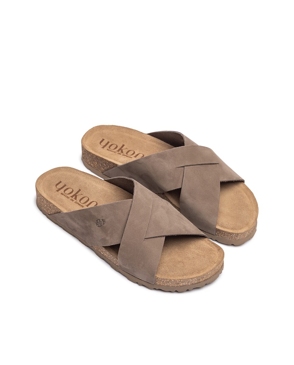 Sandalias planas de mujer de piel - Yokono - Azul claro Gris marengo-3