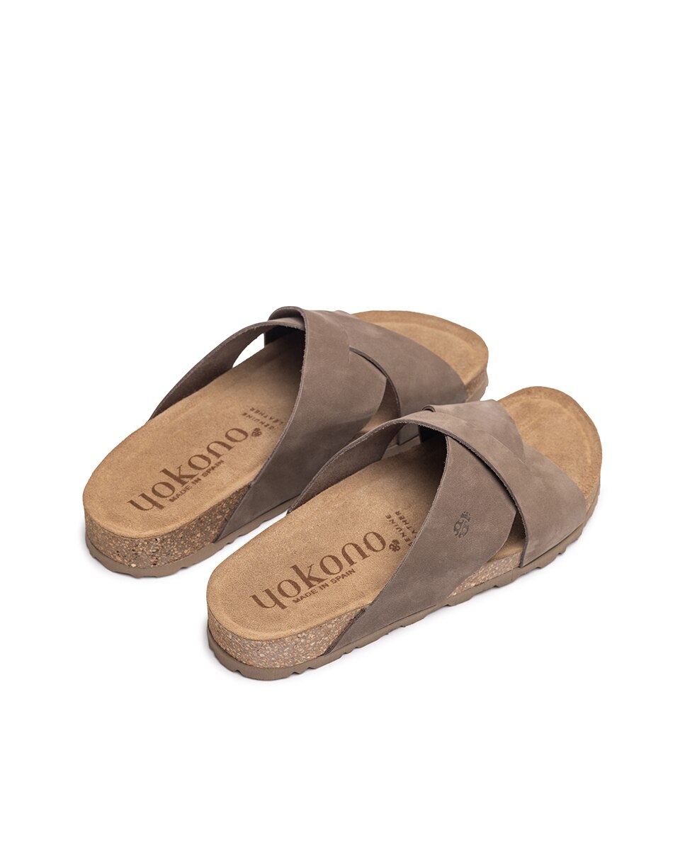 Sandalias planas de mujer de piel - Yokono - Azul claro Gris marengo-5