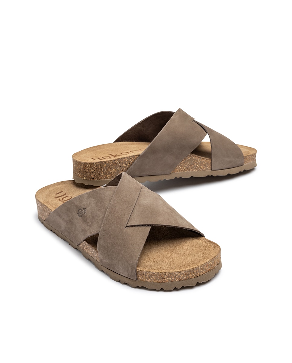 Sandalias planas de mujer de piel - Yokono - Azul claro Gris marengo-6