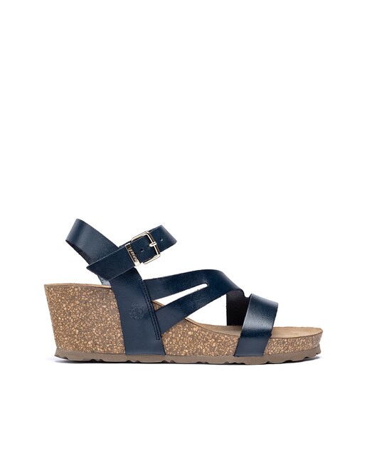Imagen 0 de Sandalias de cuña de mujer de piel