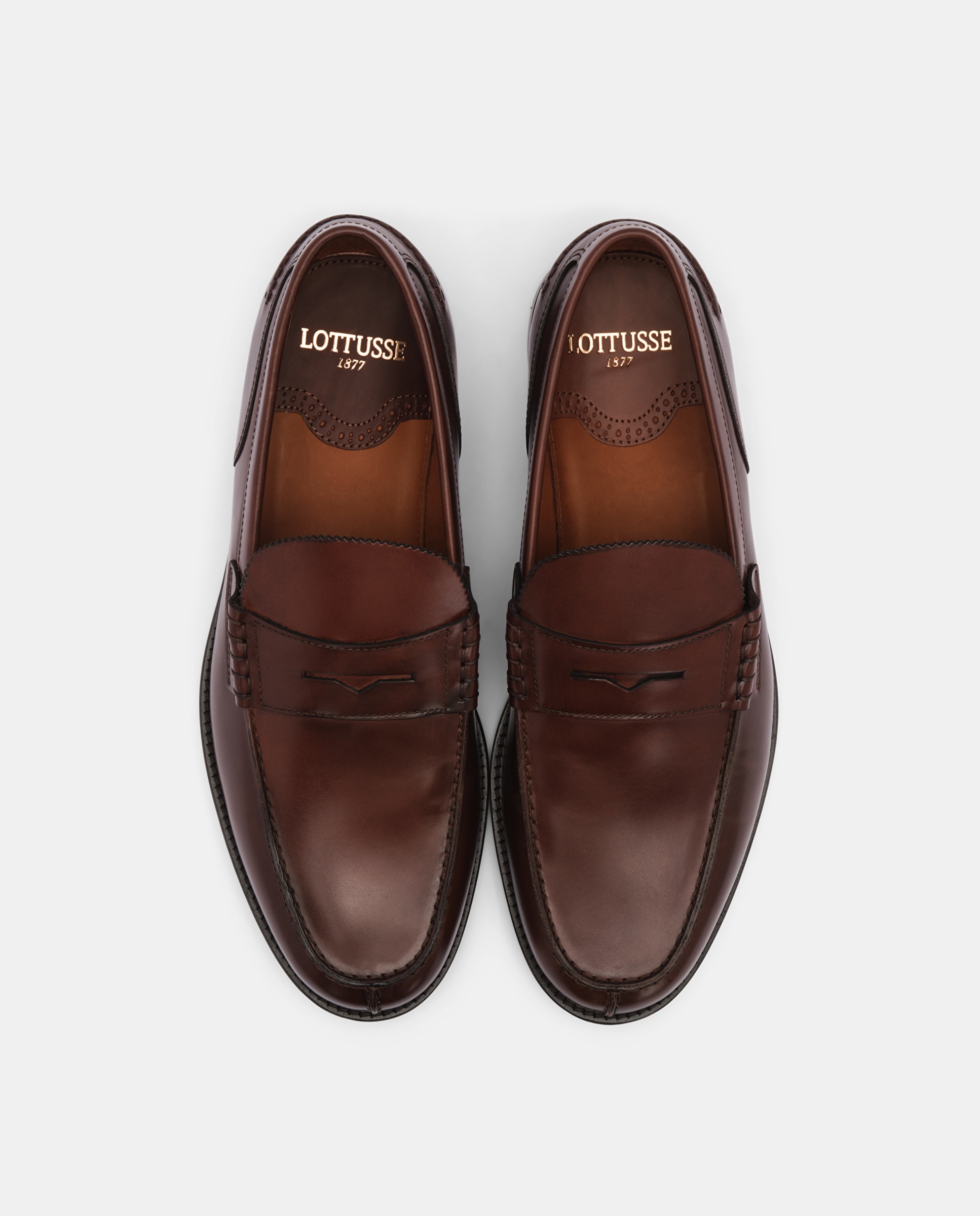 Mocasines de hombre en piel con acabado brillante y adorno de antifaz - Lottusse - Marrón Marrón-6