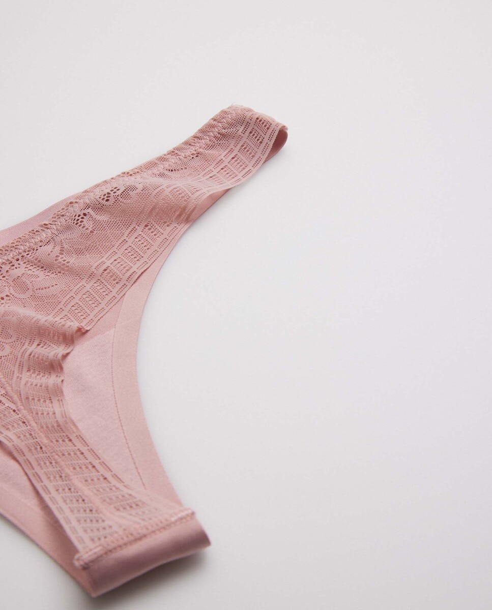 Tanga sin costuras con encaje - Ysabel Mora - Rosa Rosa-5