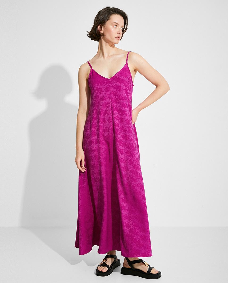 Vestido largo de tirantes jacquardd