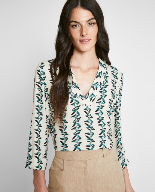 Imagen 0 de Blusa de mujer estampada de manga francesa