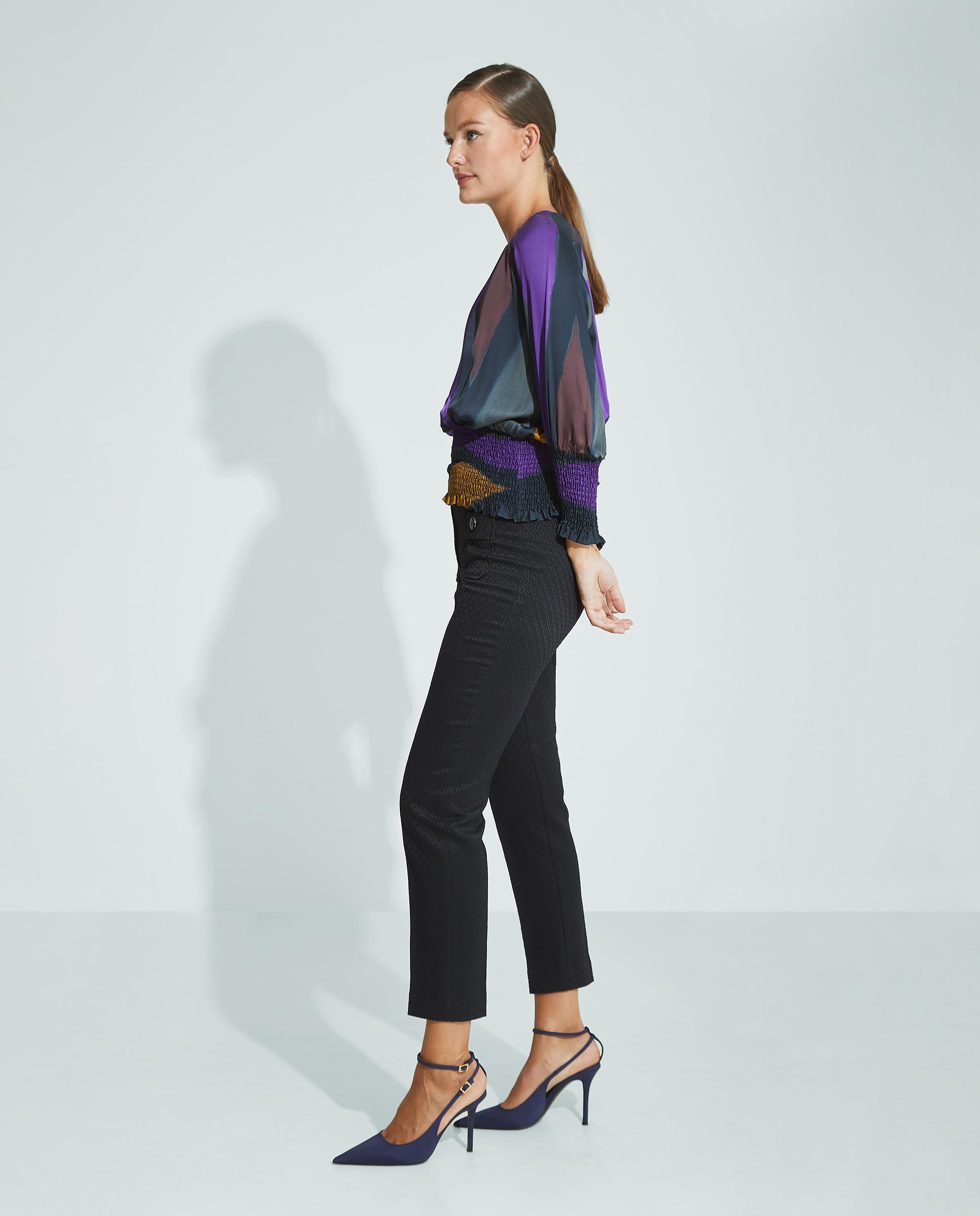 Pantalones de mujer pitillo con nervio central - Trucco - Negro Negro-3