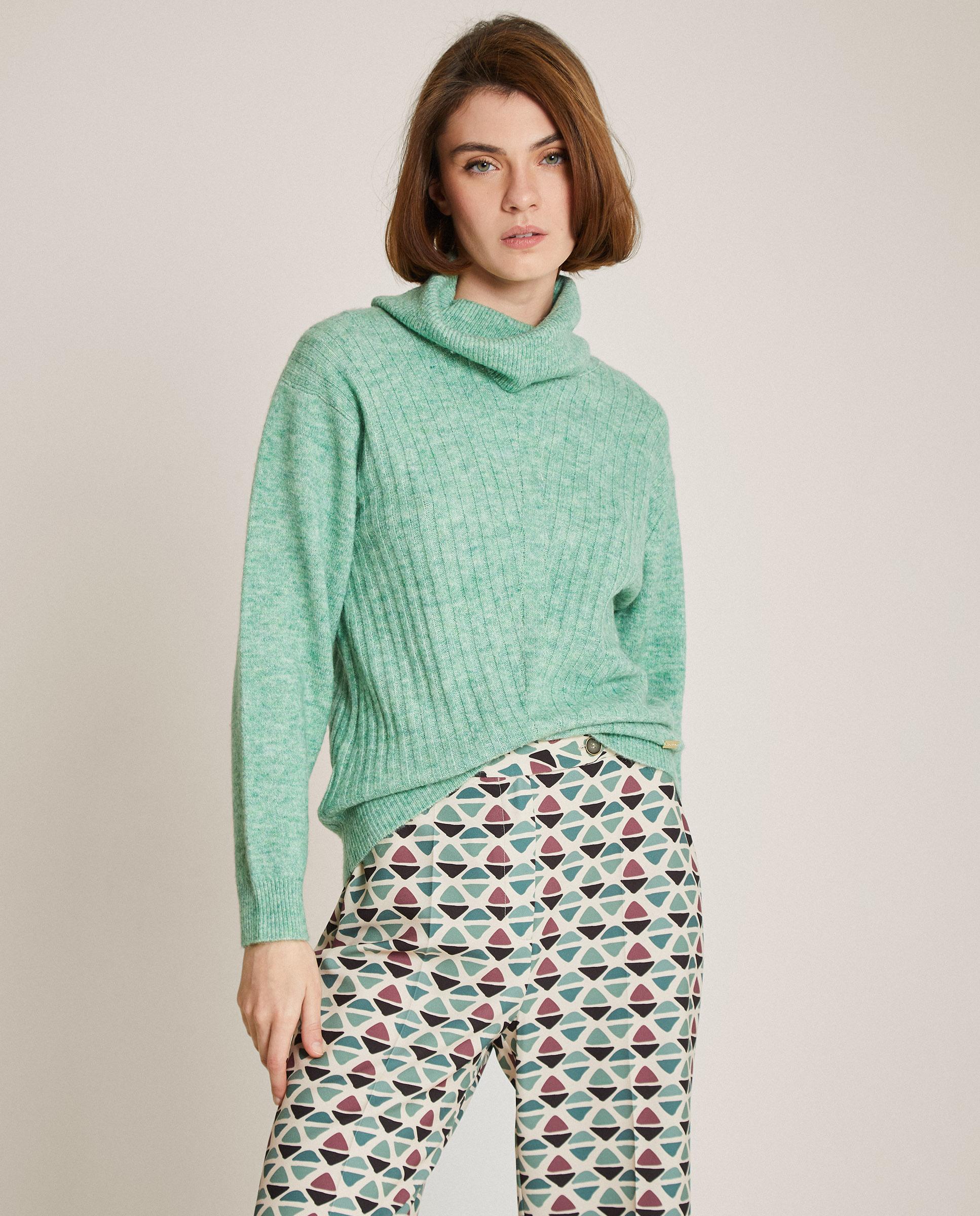Jersey de mujer ancho con cuello vuelto - Trucco - Verde Verde-1