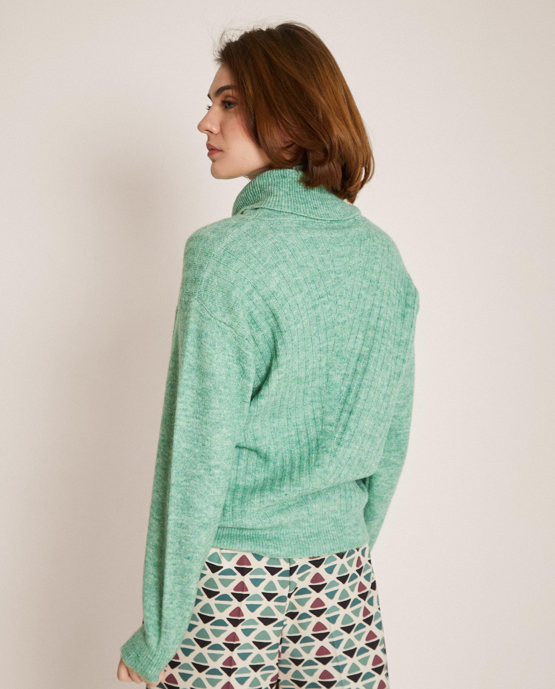 Jersey de mujer ancho con cuello vuelto - Trucco - Verde Verde-2