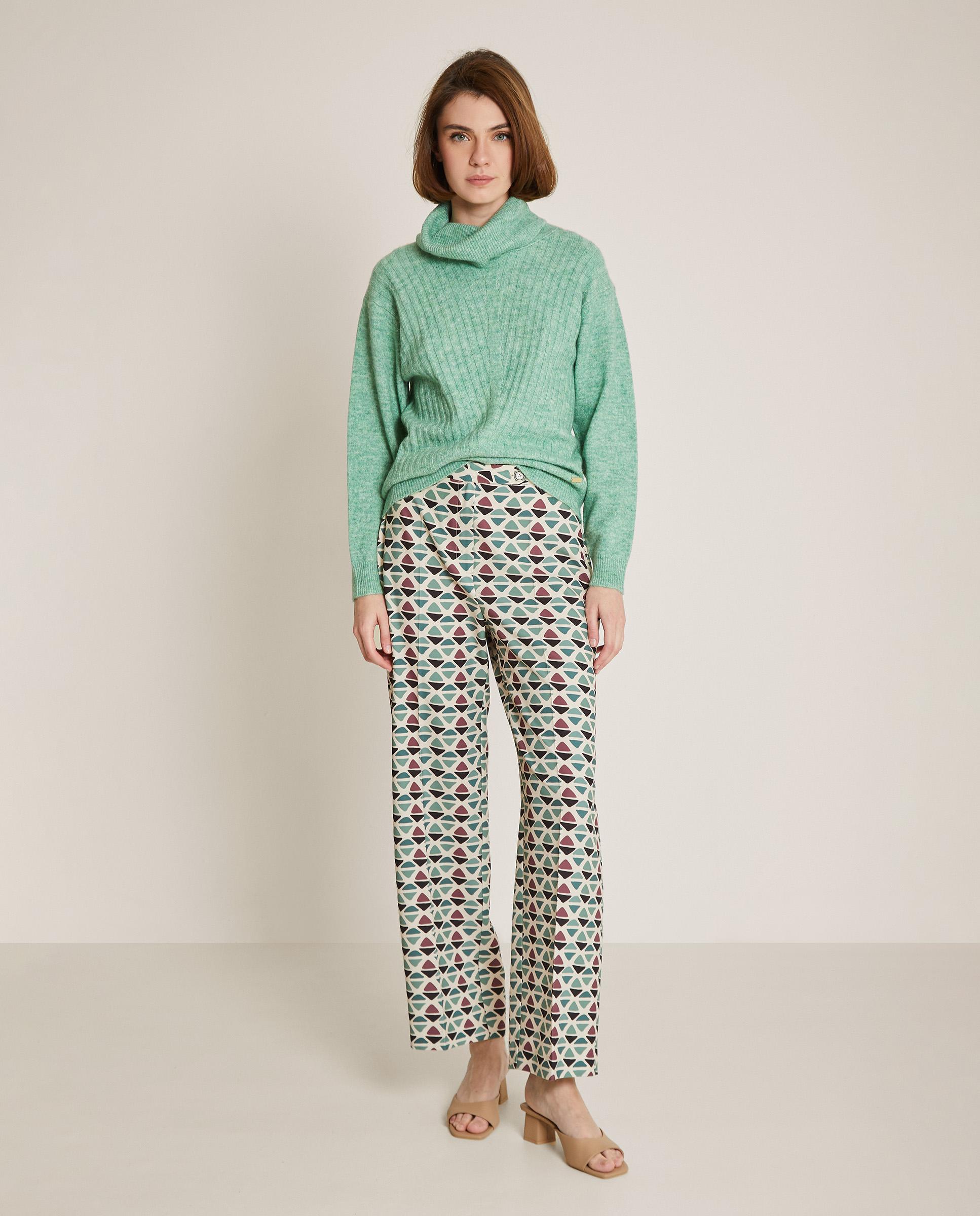 Jersey de mujer ancho con cuello vuelto - Trucco - Verde Verde-3