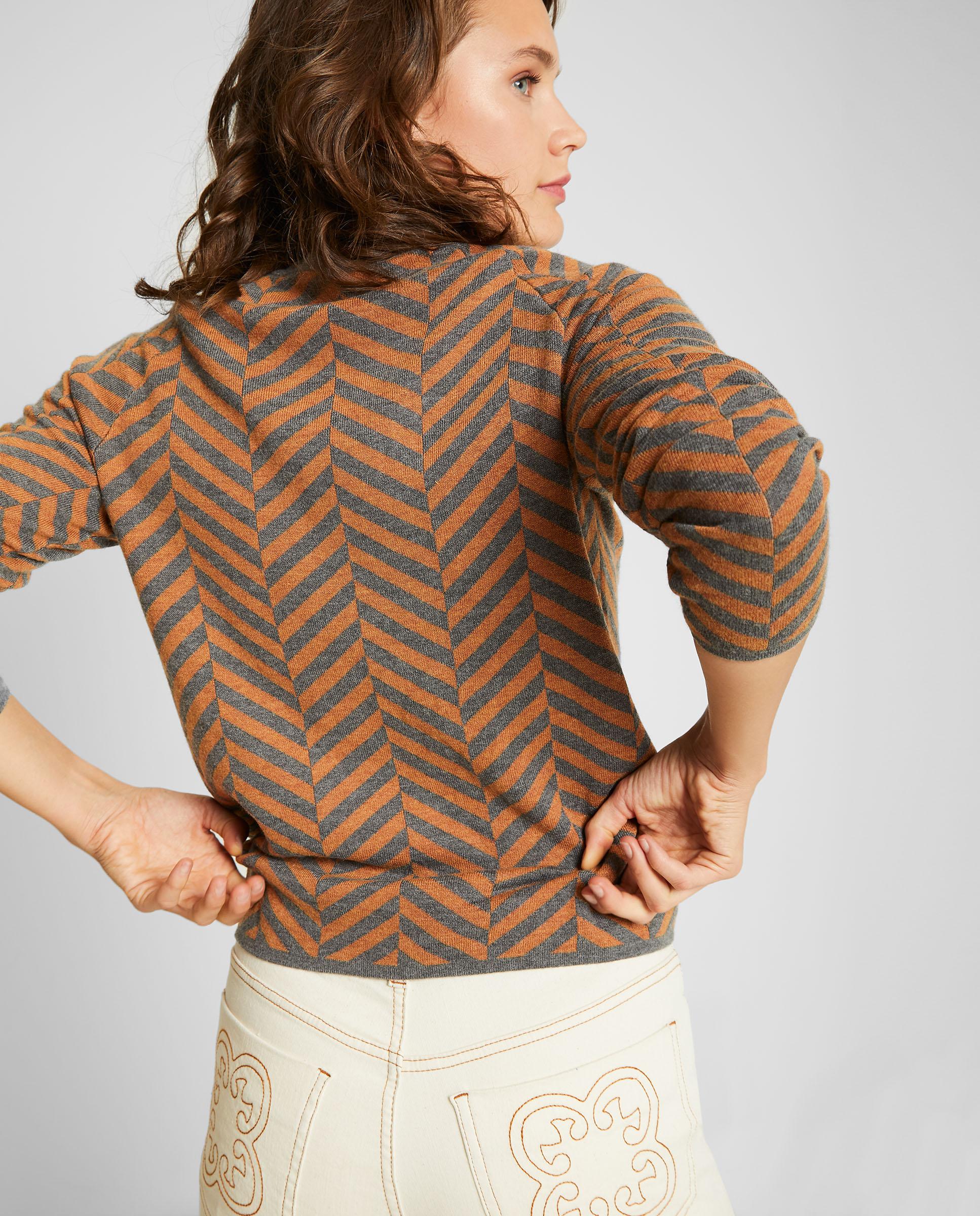 Jersey de mujer de rayas asimétricas - Trucco - Gris Gris-2
