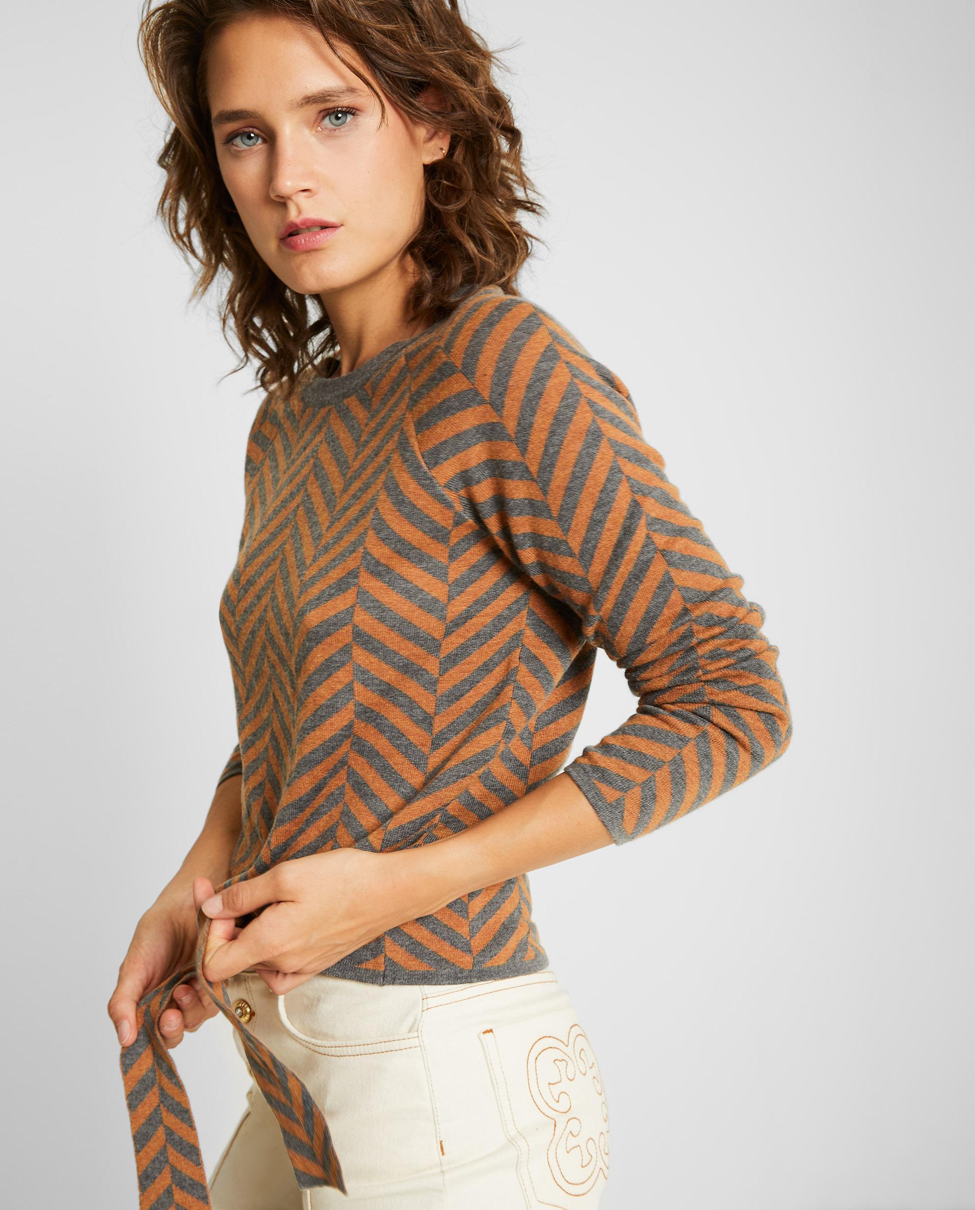 Jersey de mujer de rayas asimétricas - Trucco - Gris Gris-4