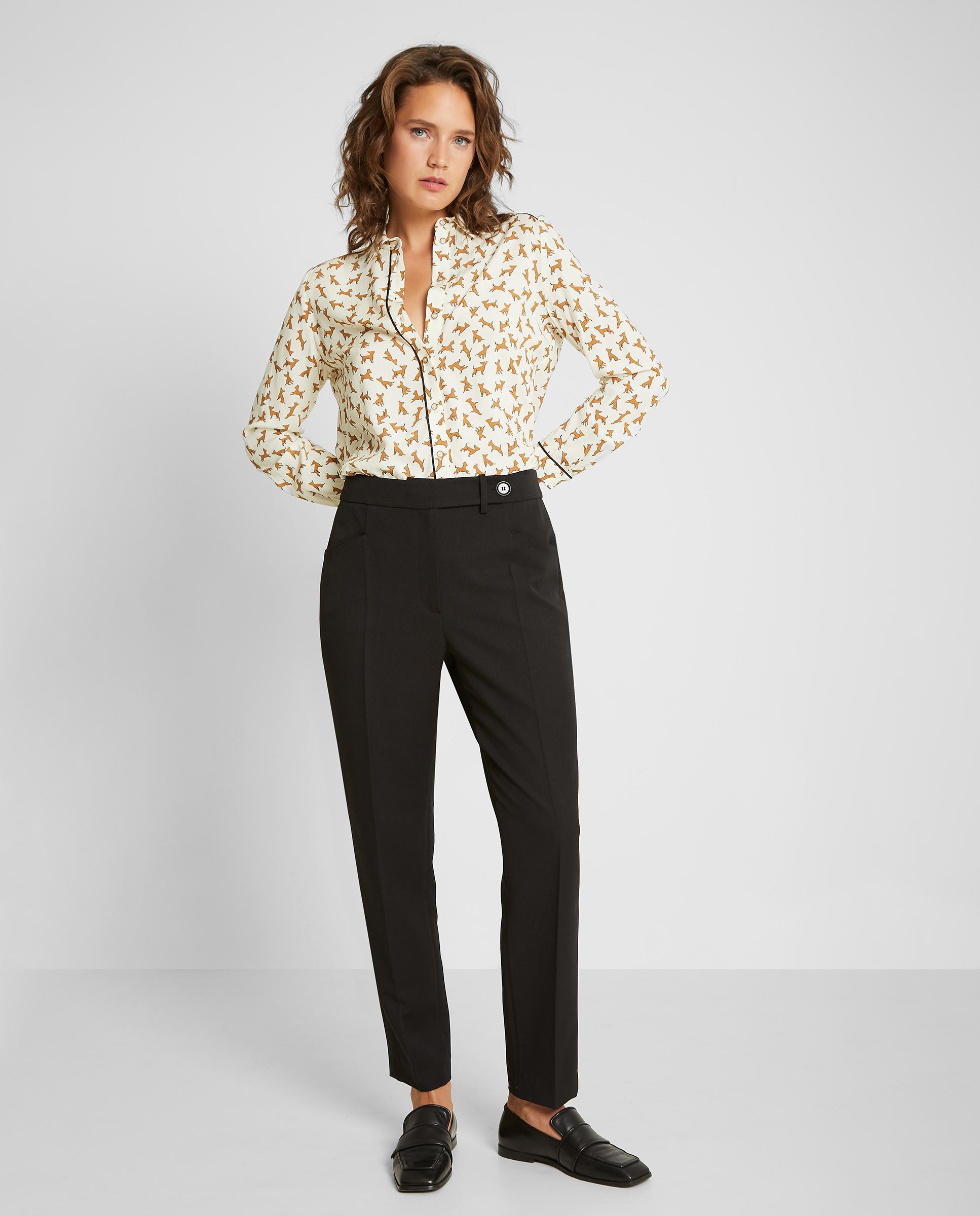 Pantalones de mujer rectos con nervio central - Trucco - Negro Negro-1
