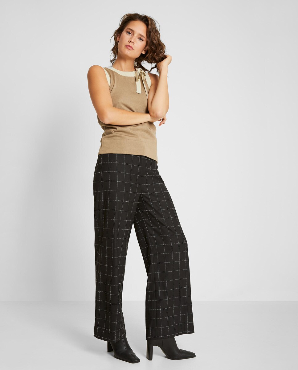 Cuadros Pantalones De Mujer Color Gris Pantalones De Mujer Anchos