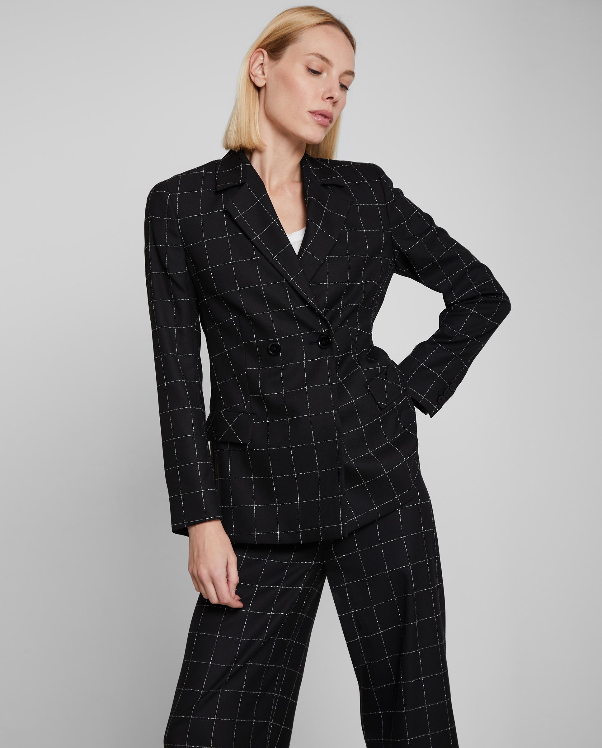 Trucco - Blazer de mujer de cuadros con cierre lateral.