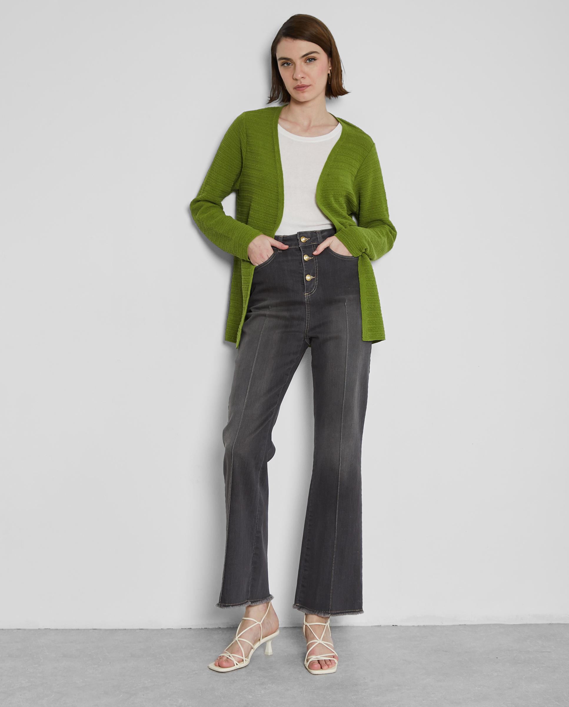 Cárdigan de mujer midi sin cierre - Trucco - Verde Verde-3