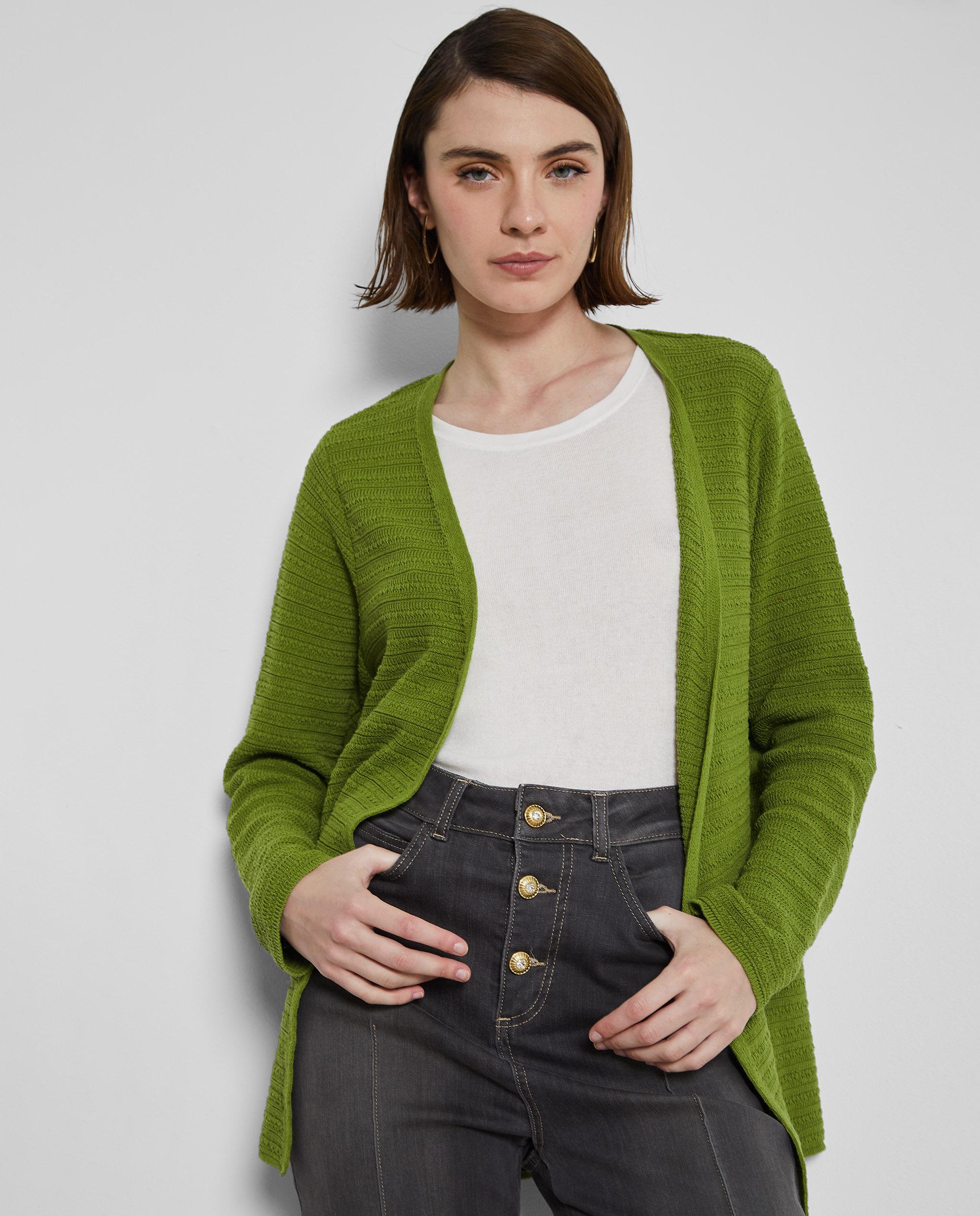 Cárdigan de mujer midi sin cierre - Trucco - Verde Verde-4