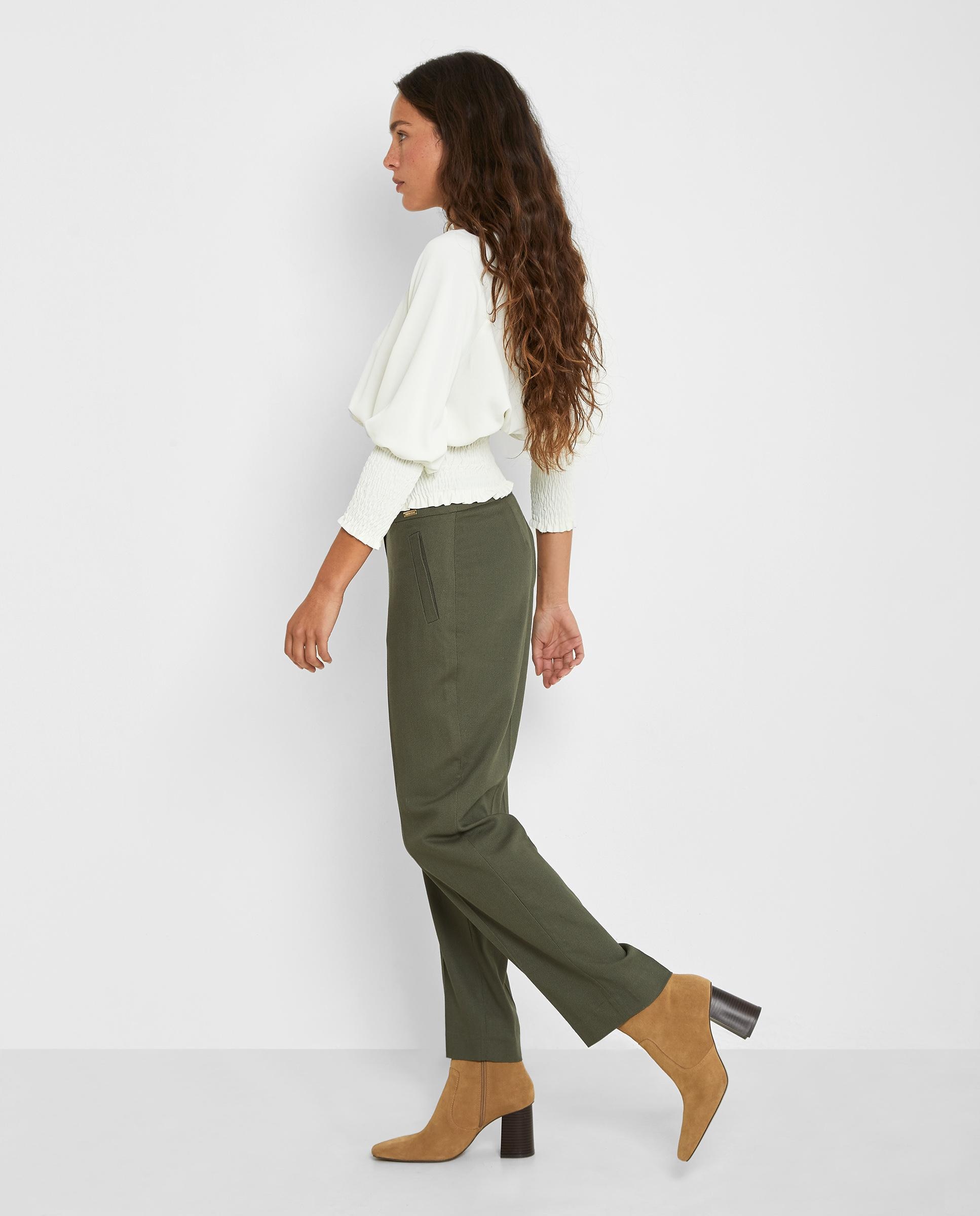 Pantalones rectos de mujer con nervio central - Trucco - Verde Verde-4