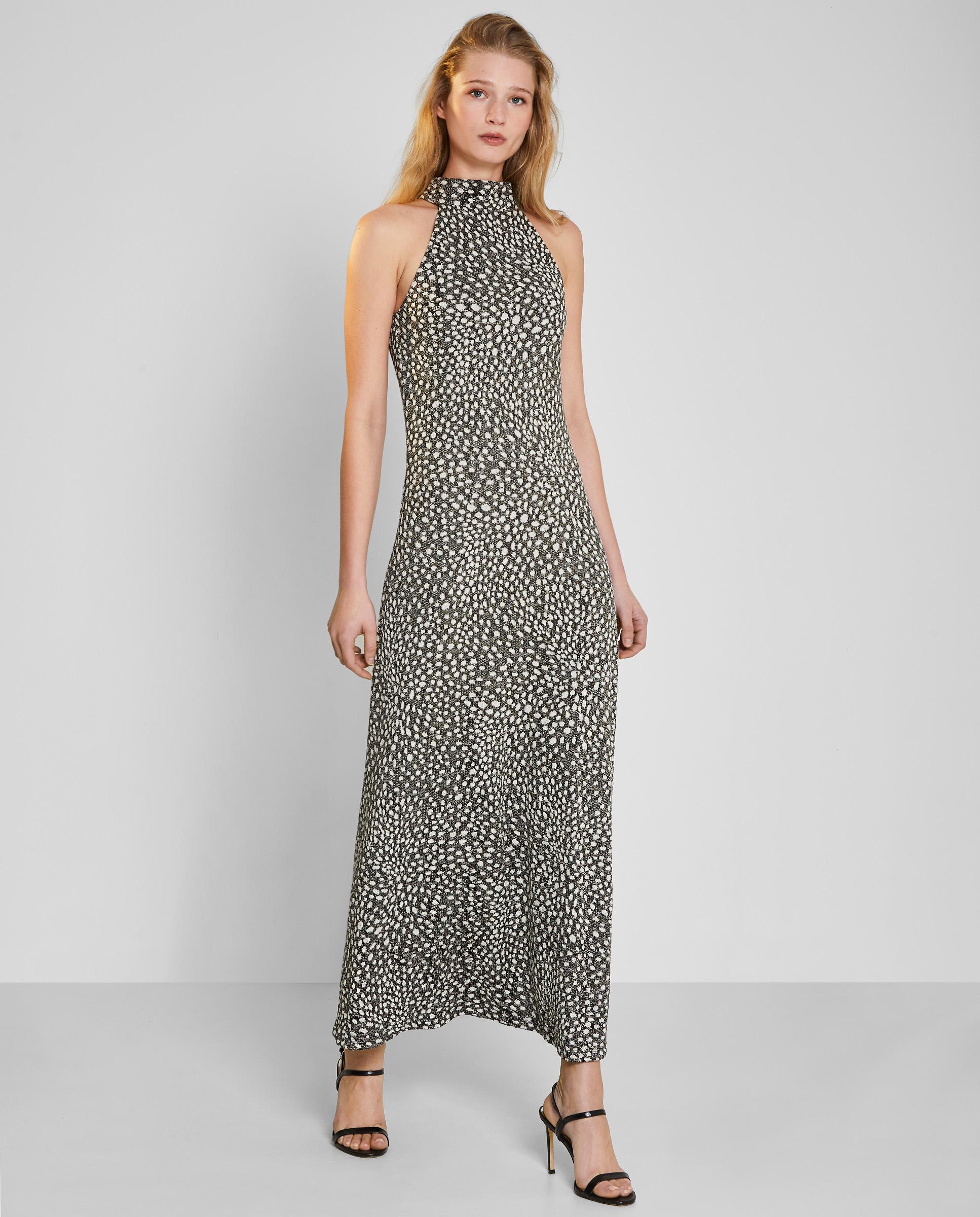 Vestido largo estampado con cuello halter - Trucco - Negro / Blanco Negro / Blanco-3