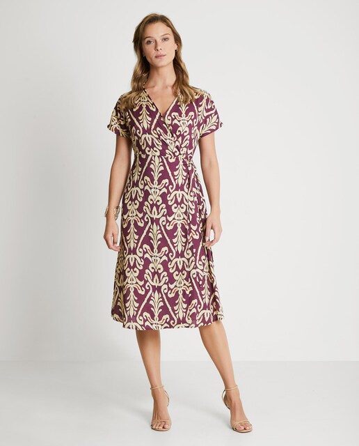 Imagen 0 de Vestido midi cruzado estampado