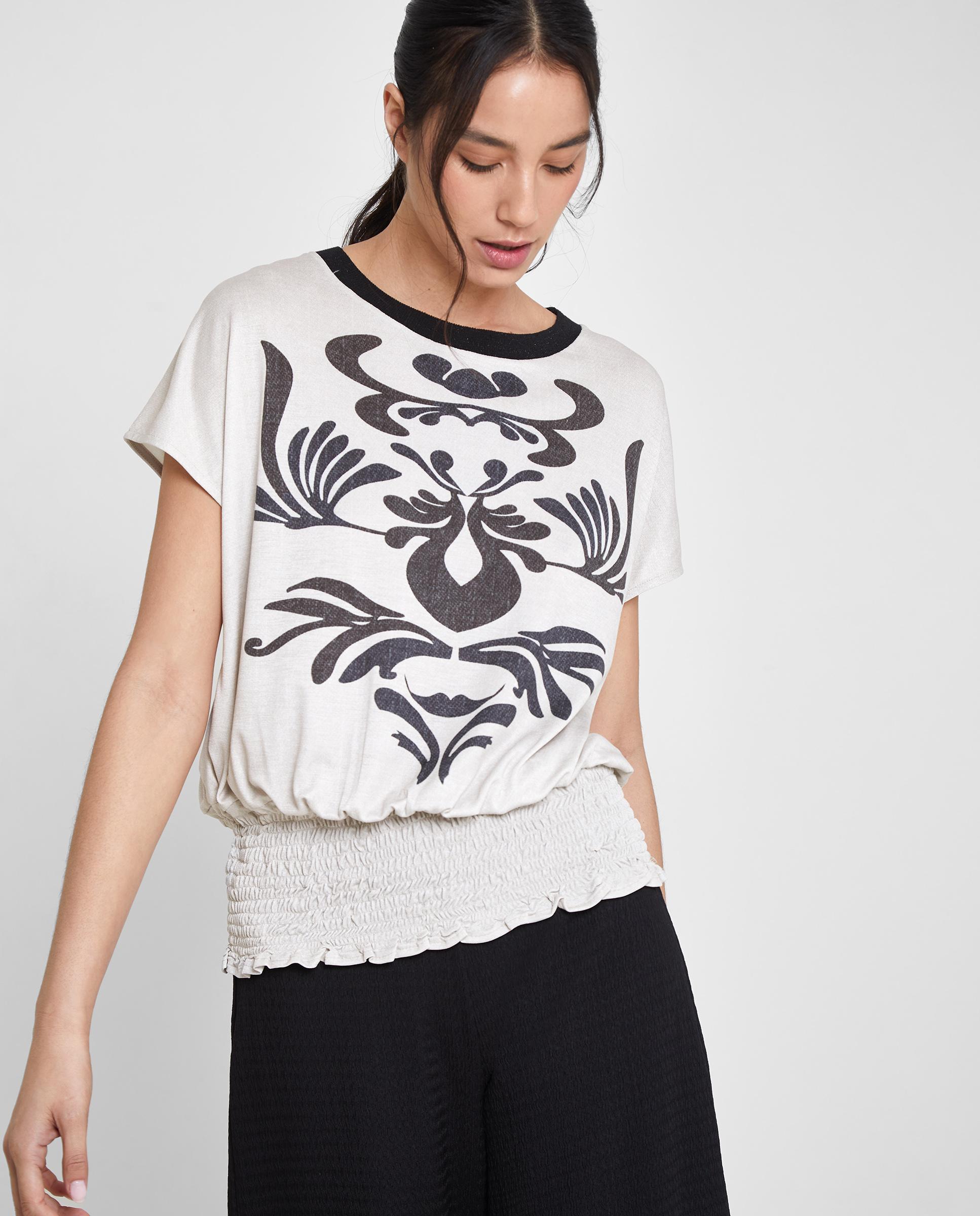 Trucco - Camiseta de mujer de manga corta con fruncido.