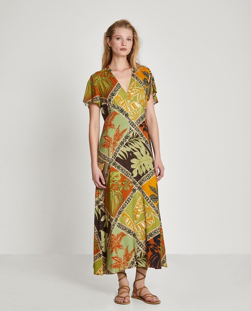 Imagen 0 de Vestido midi estampado con vuelo