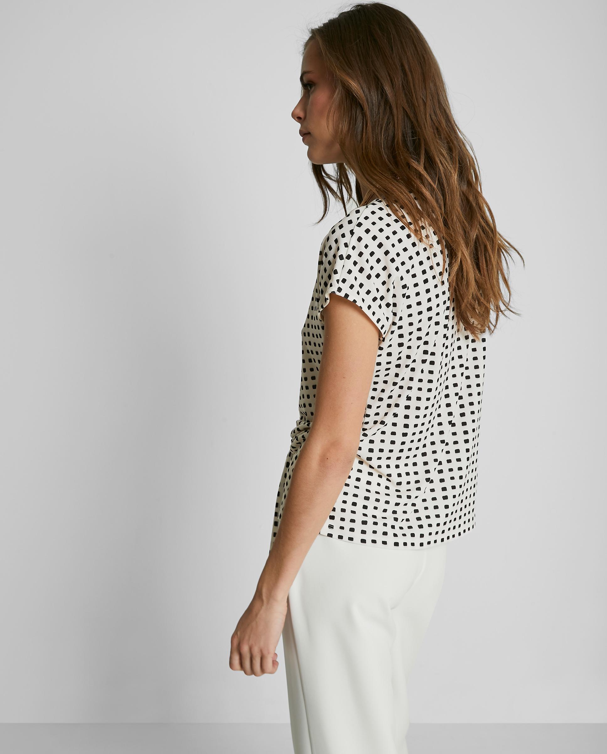 Camiseta de mujer estampada con lazo frontal - Trucco - Blanco / Negro Blanco / Negro-2