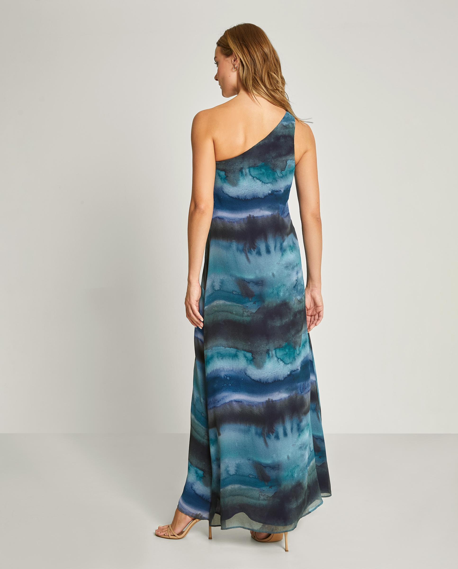 Vestido midi de un tirante con estampado tie dye - Trucco - Azul / Negro Azul / Negro-2
