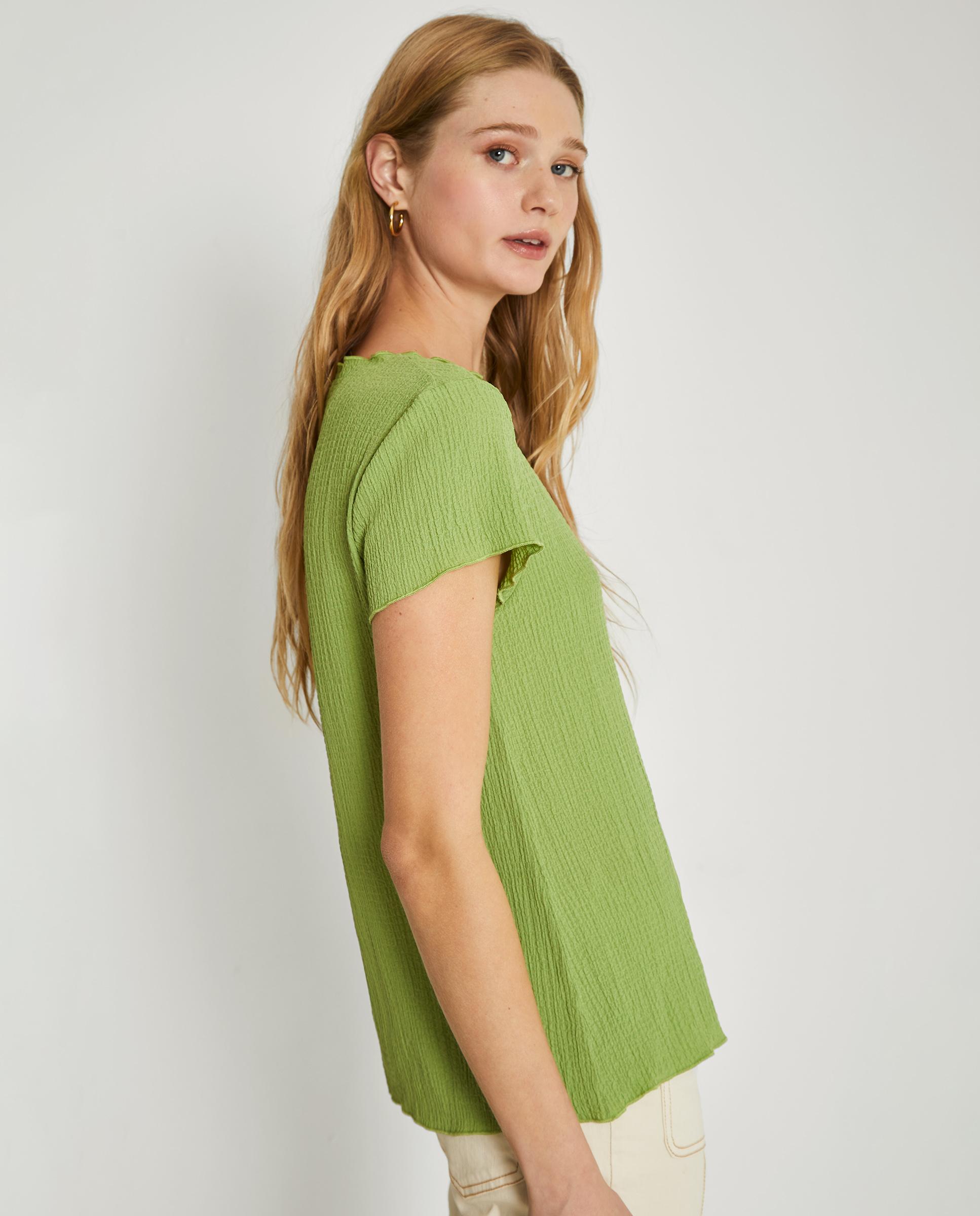 Camiseta de mujer de nido de abeja de manga corta - Trucco - Verde Verde-2