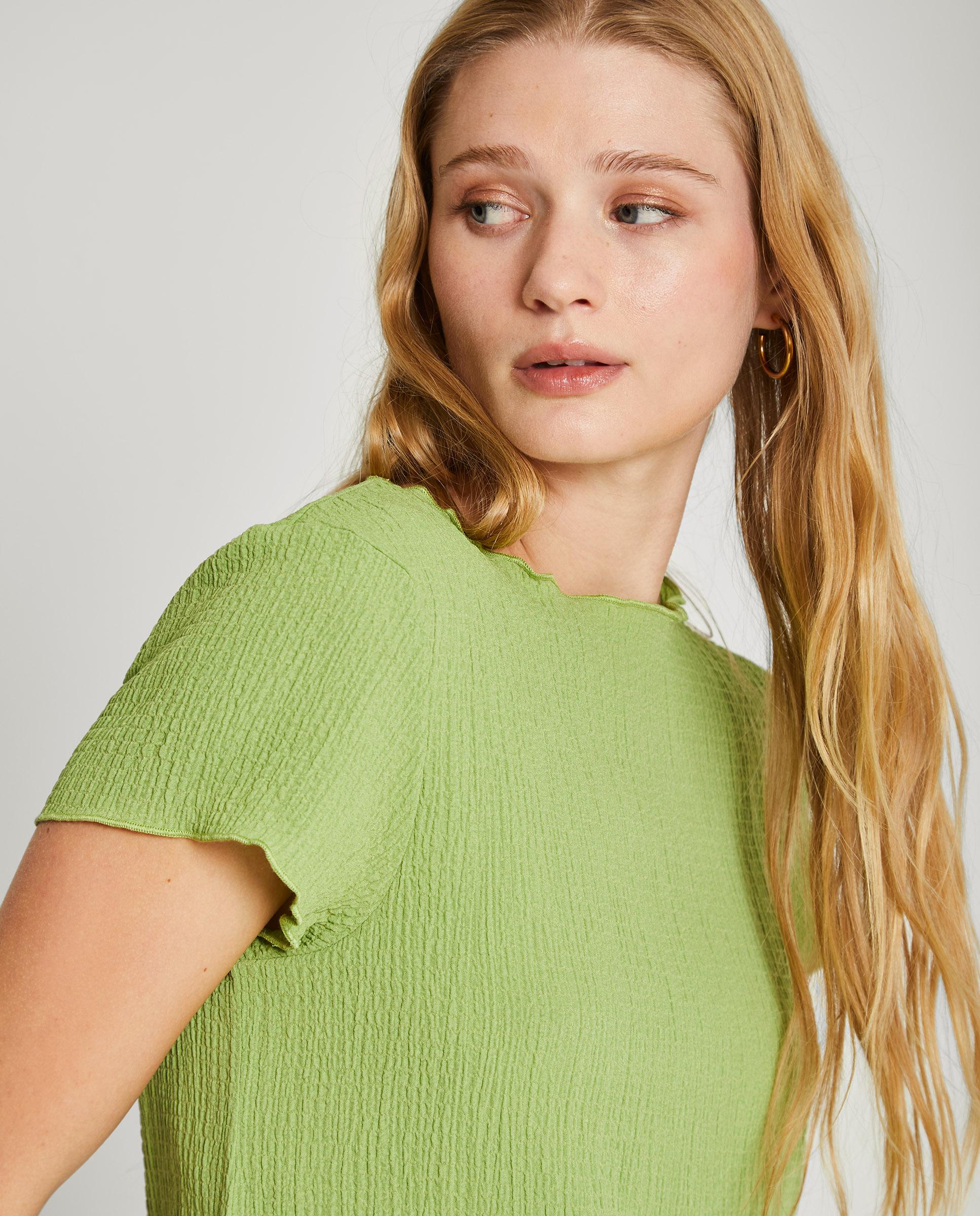 Camiseta de mujer de nido de abeja de manga corta - Trucco - Verde Verde-3