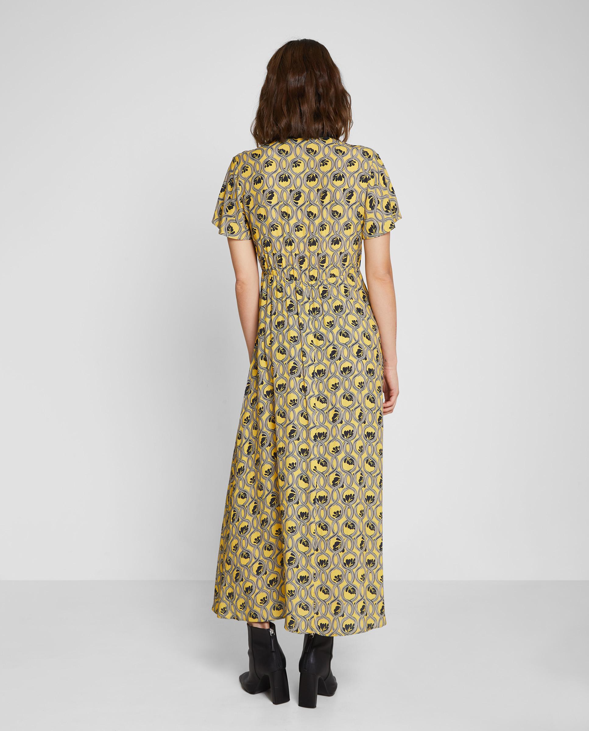 Vestido largo ajustado estampado - Trucco - Amarillo / Negro Amarillo / Negro-2